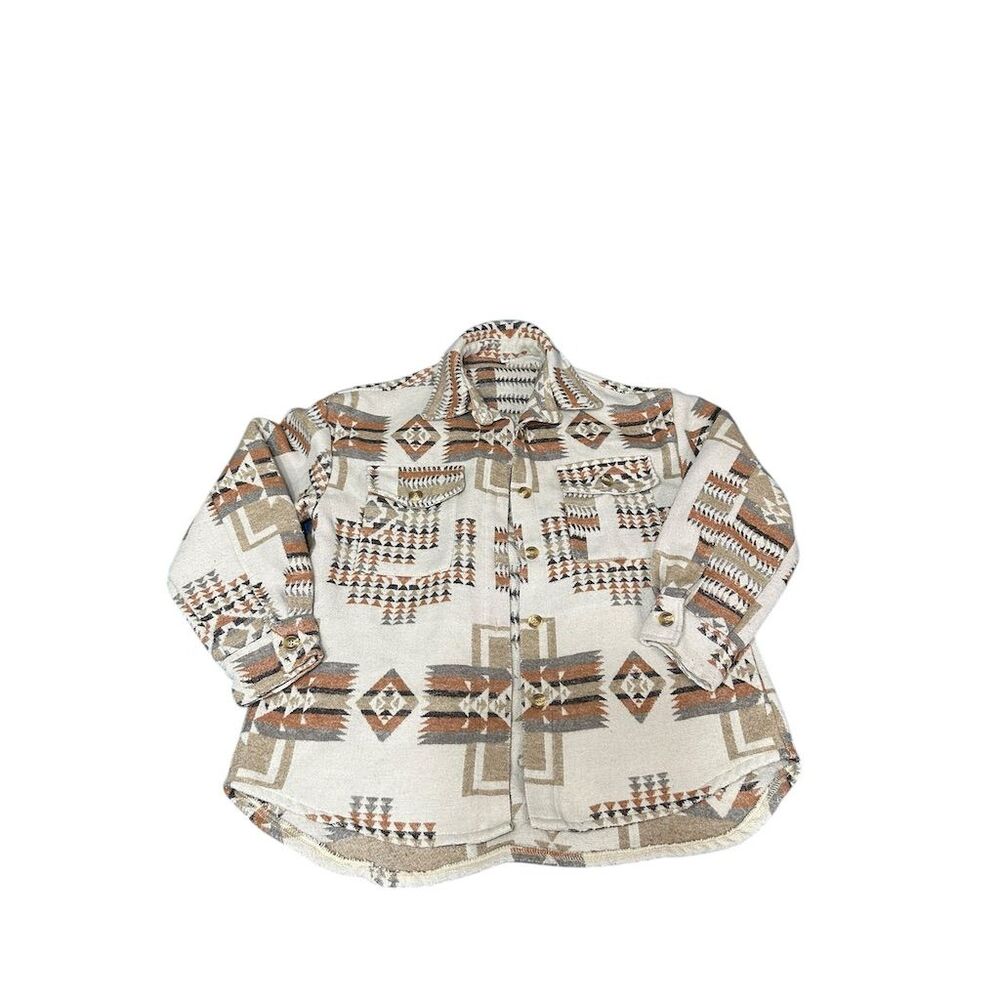 Neutral Aztec-Patterned Shacket Jacket - Picture 2 of 4
